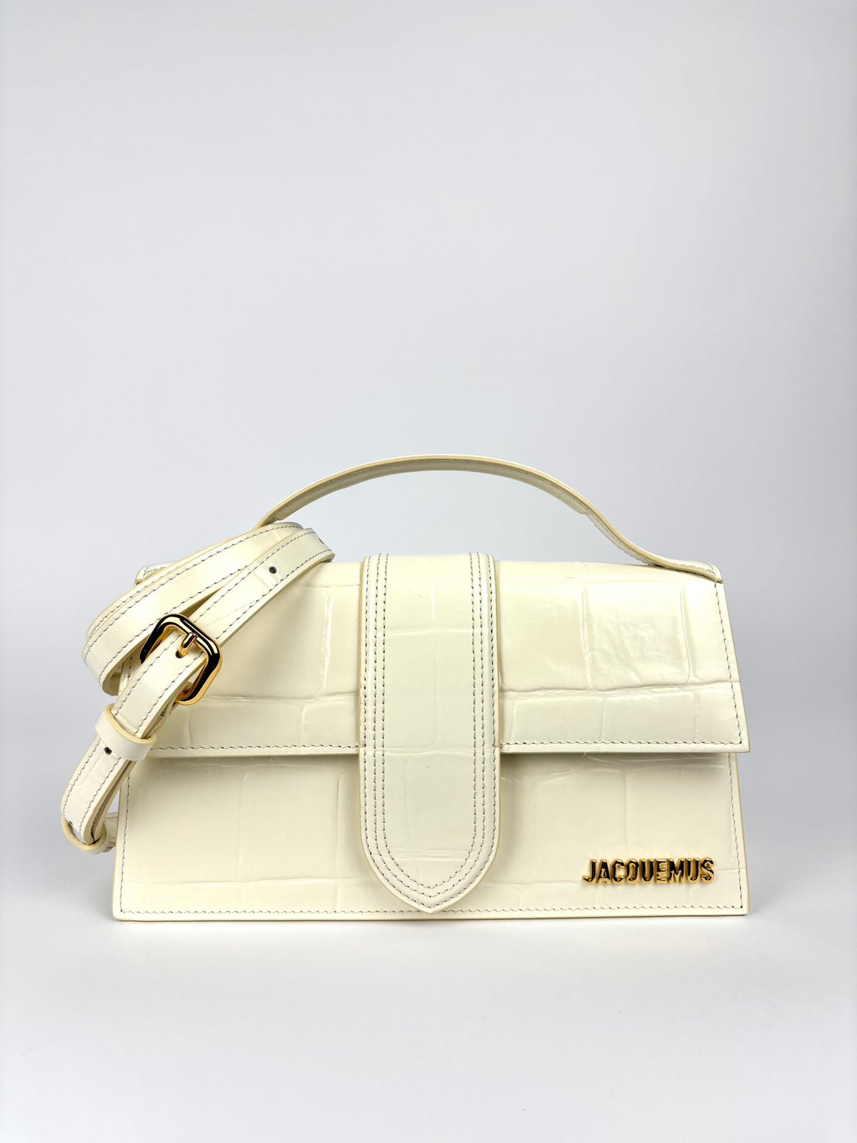 Jacquemus Le Grand Bambino White Ivory Crocodile