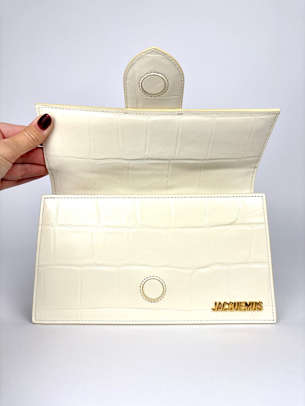 Jacquemus Le Grand Bambino White Ivory Crocodile