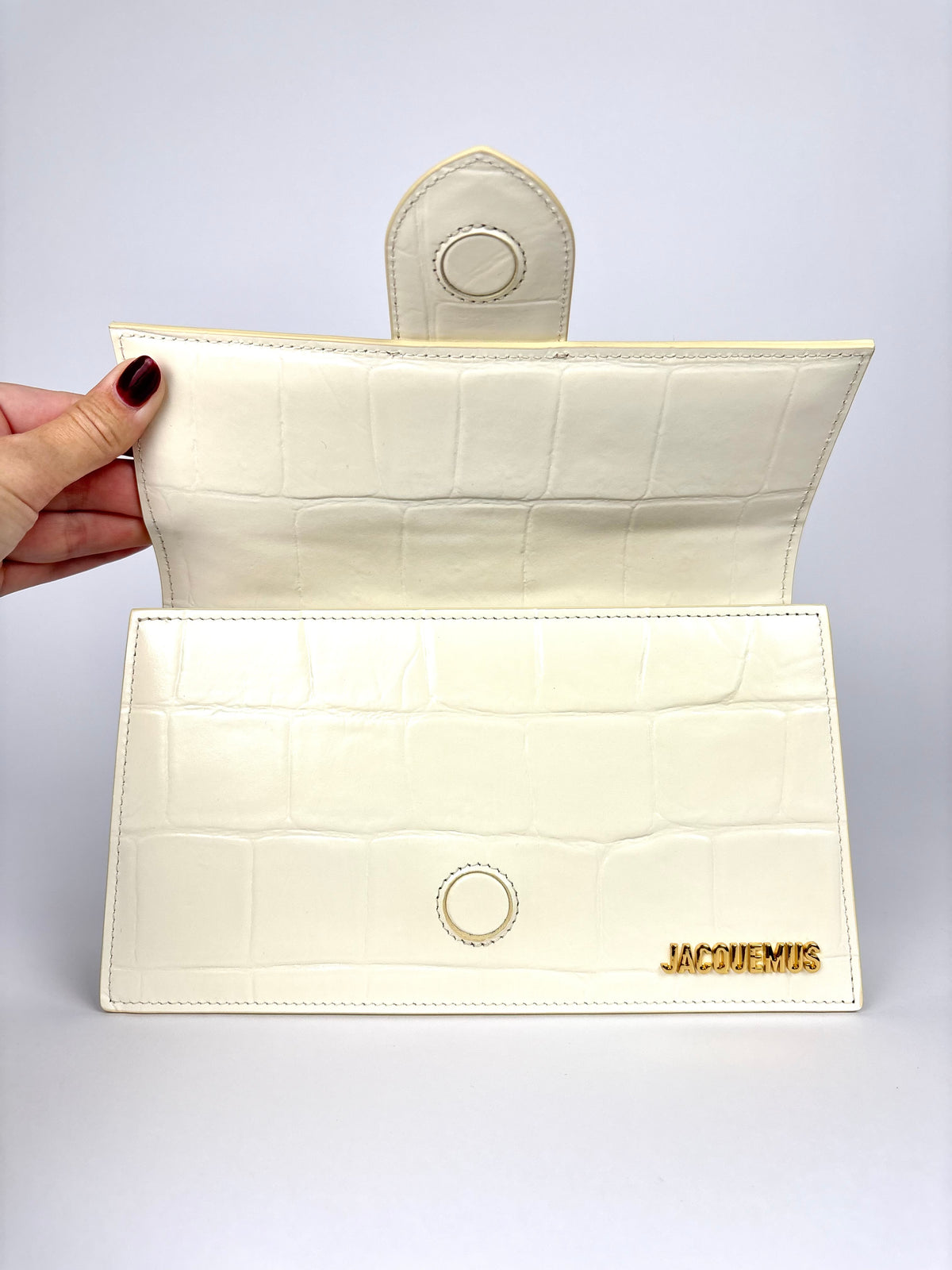 Jacquemus Le Grand Bambino White Ivory Crocodile