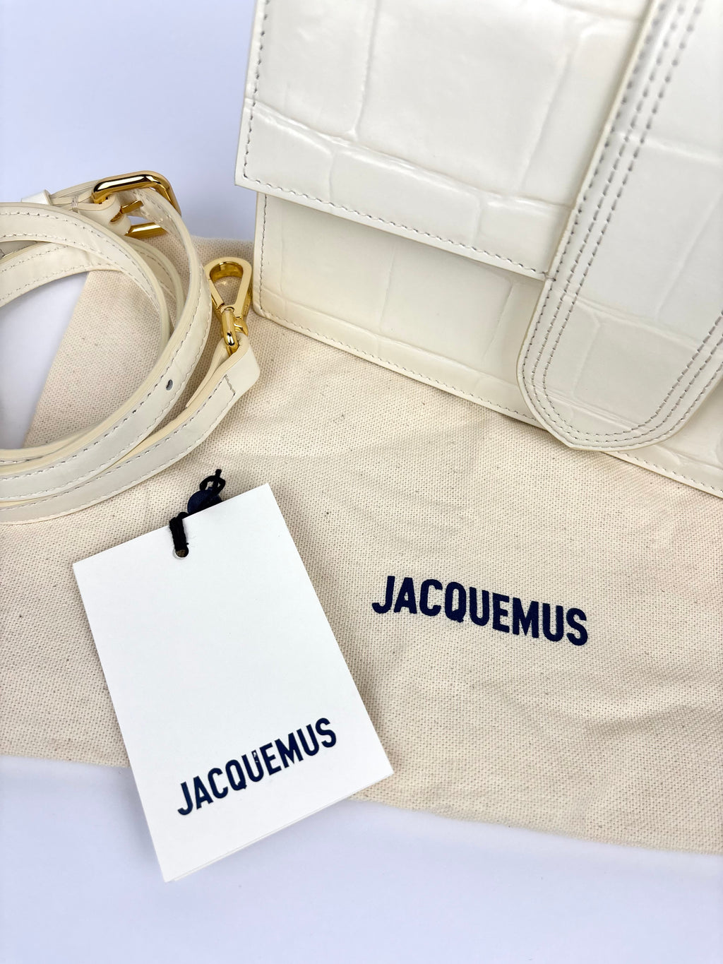 Jacquemus Le Grand Bambino White Ivory Crocodile