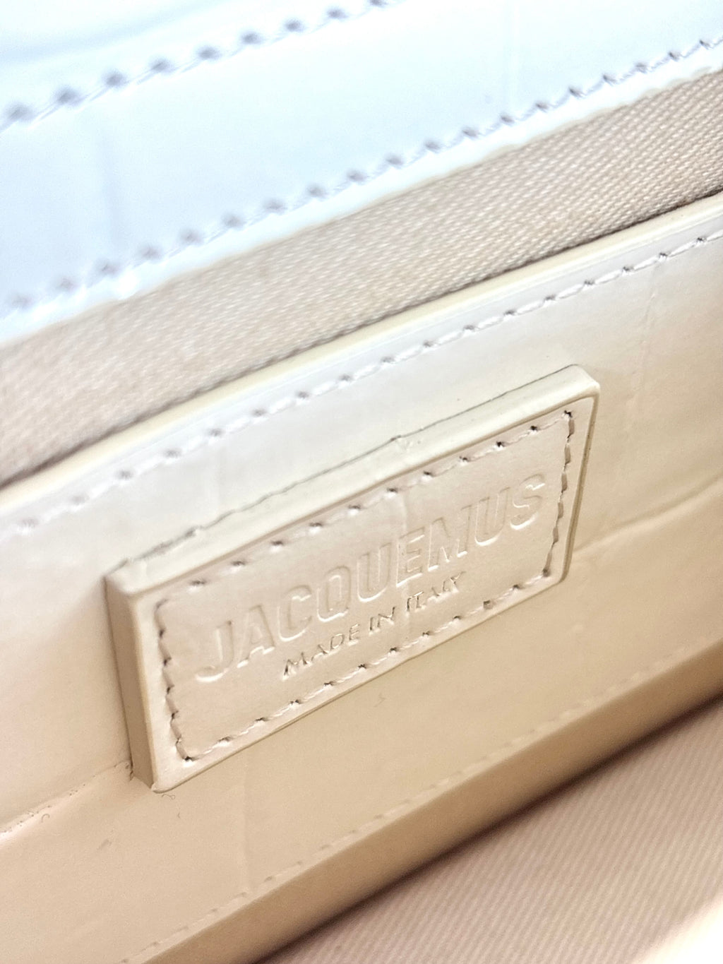 Jacquemus Le Grand Bambino White Ivory Crocodile