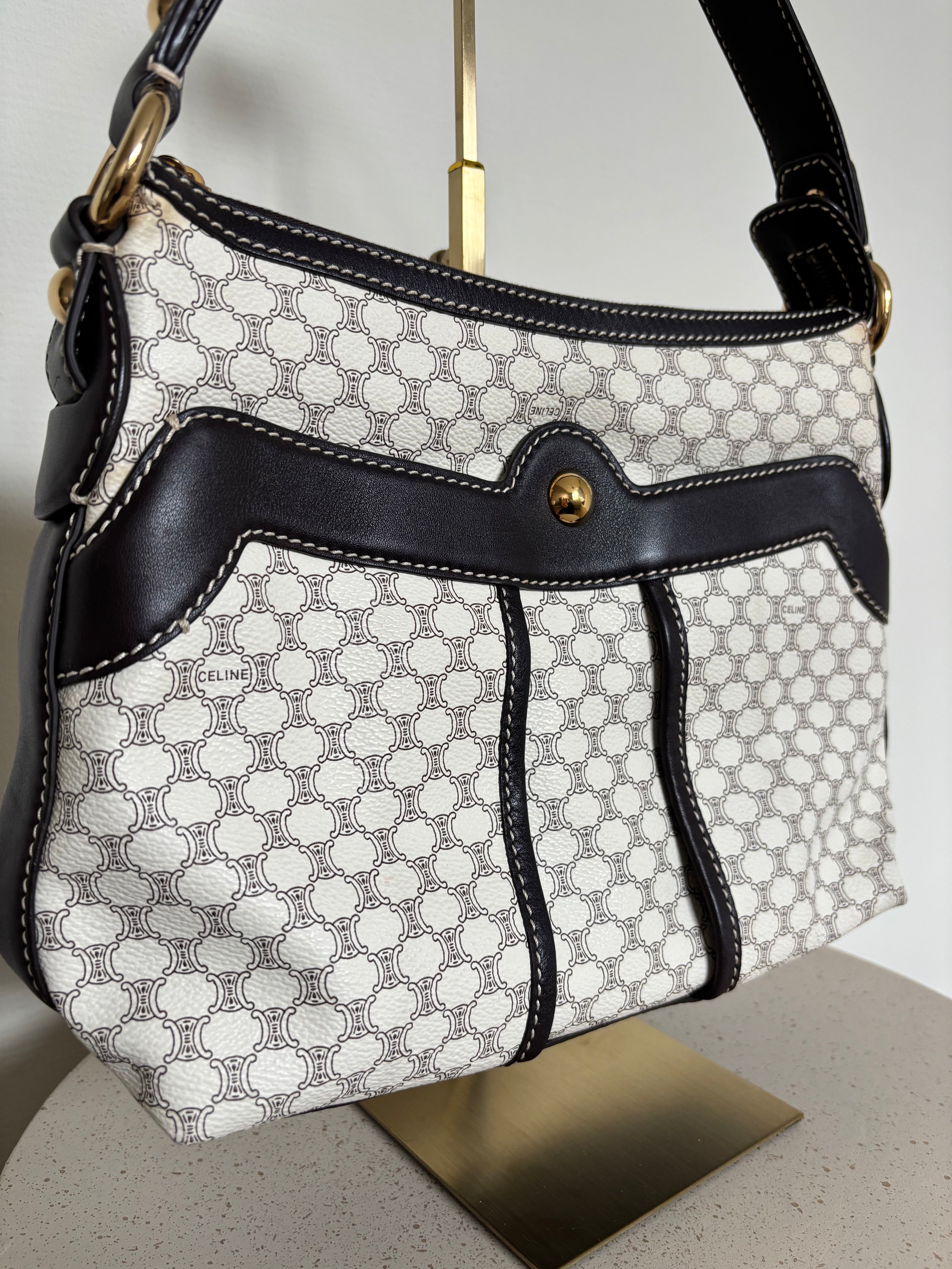 Celine Macadam Canvas & PVC Leather Shoulder Bag