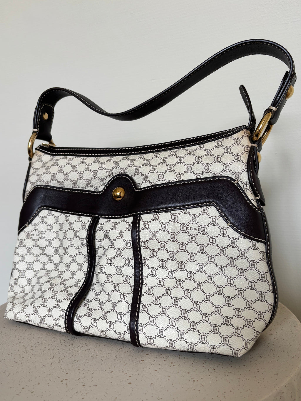 Celine Macadam Canvas & PVC Leather Shoulder Bag
