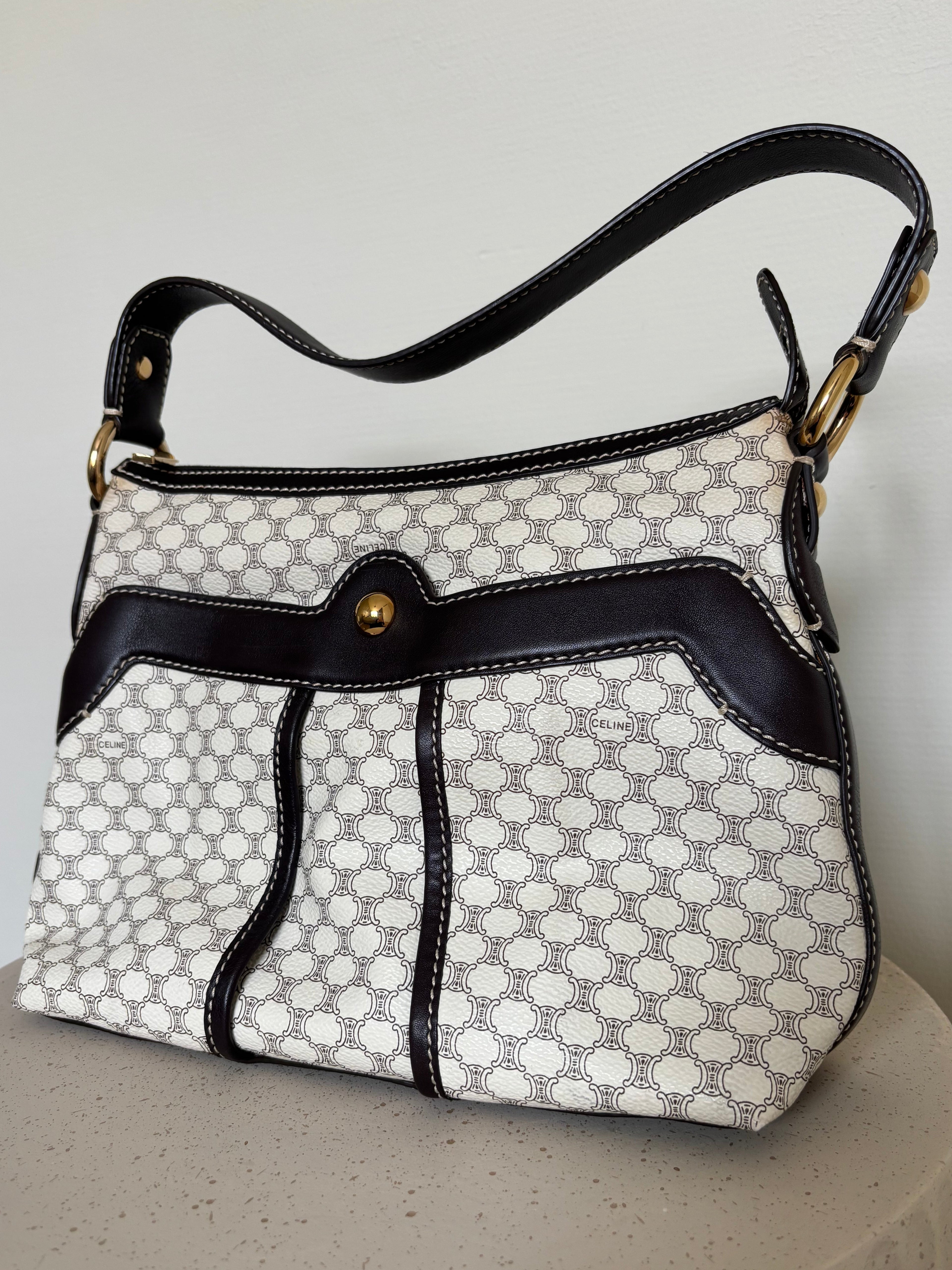 Celine Macadam Canvas & PVC Leather Shoulder Bag