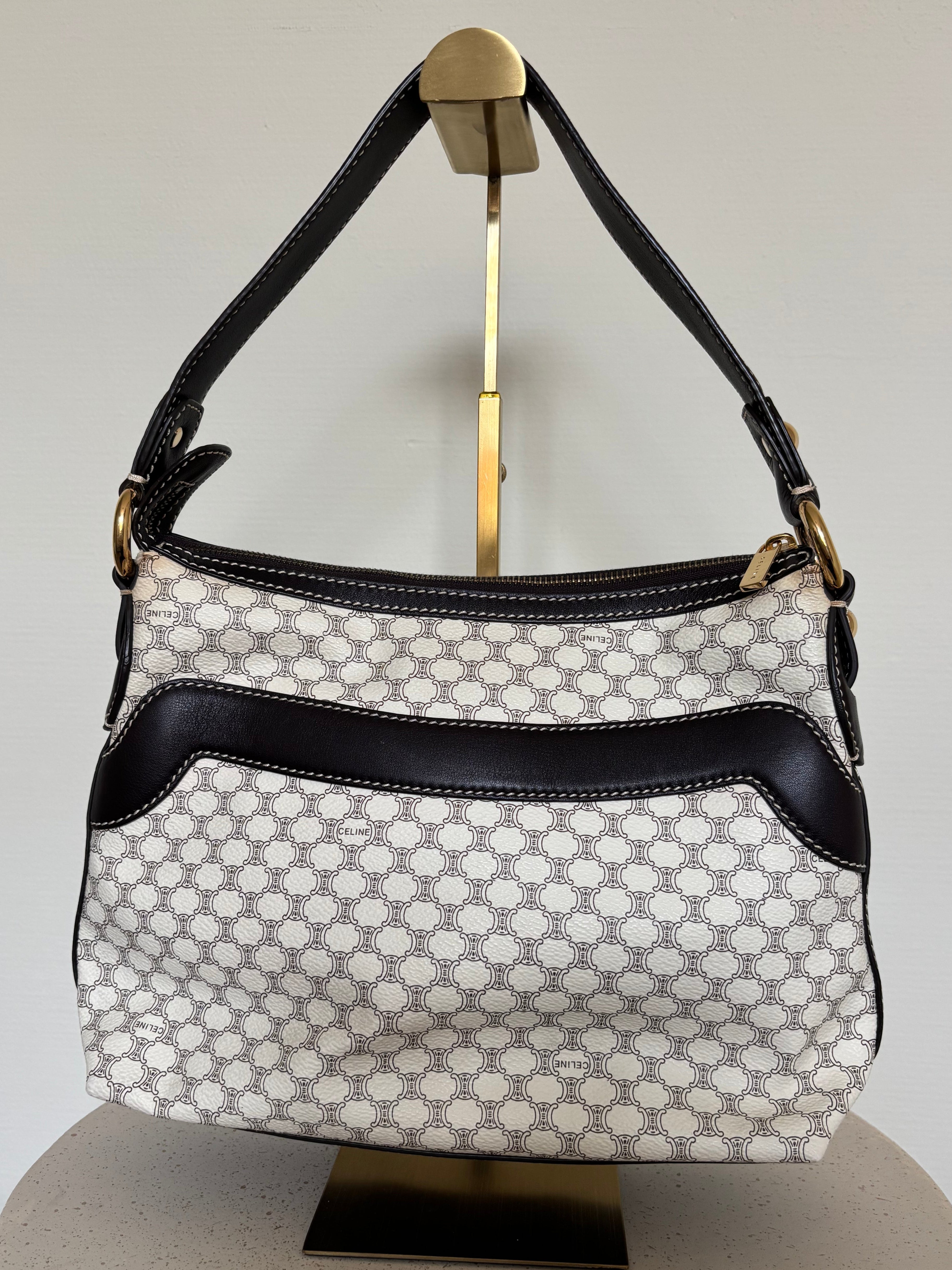 Celine Macadam Canvas & PVC Leather Shoulder Bag