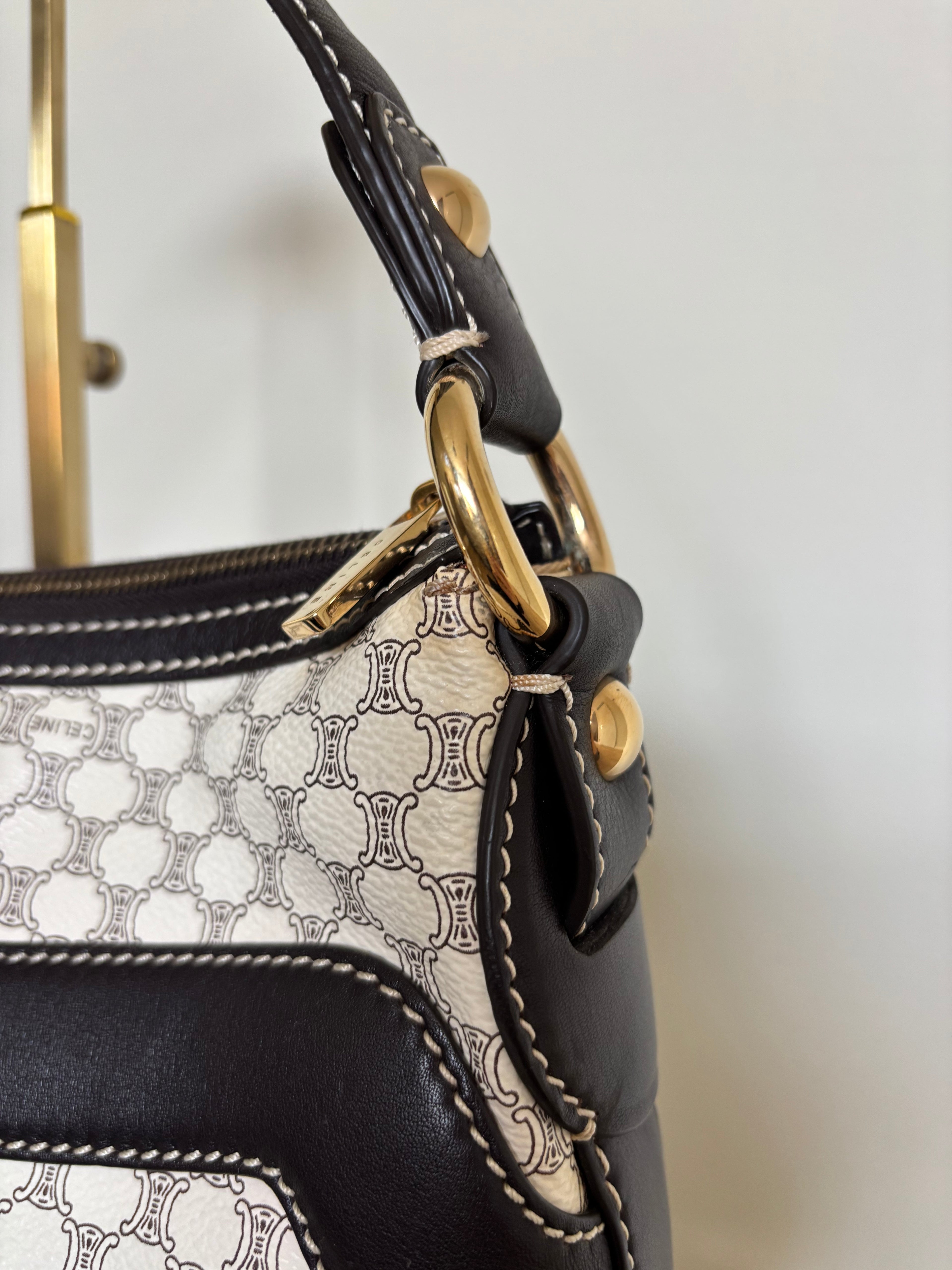 Celine Macadam Canvas & PVC Leather Shoulder Bag