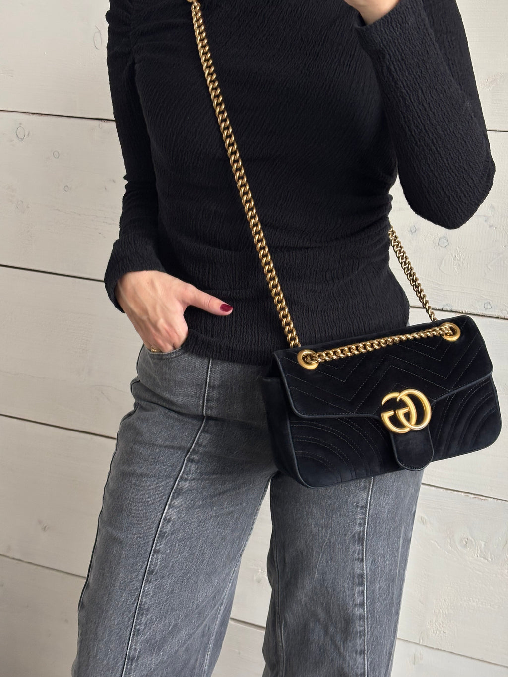 Gucci Velvet GG Marmont Medium