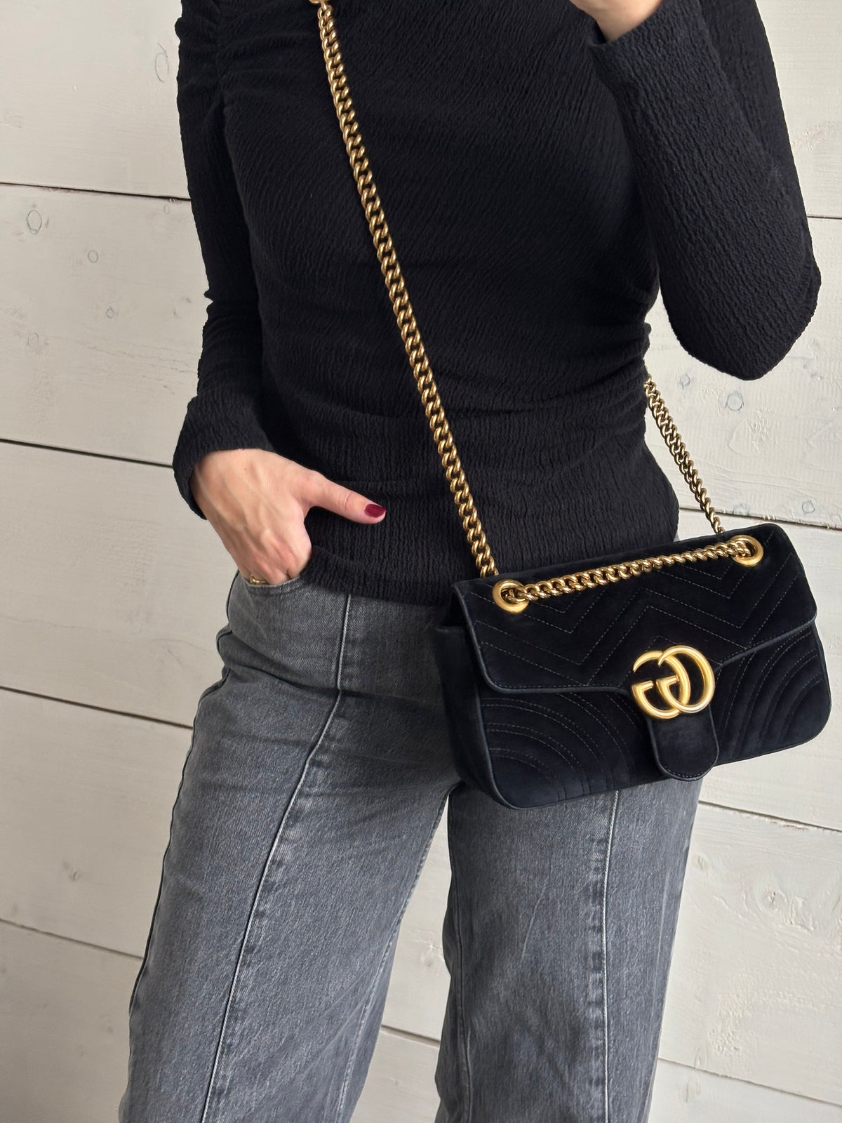 Gucci Velvet GG Marmont Medium