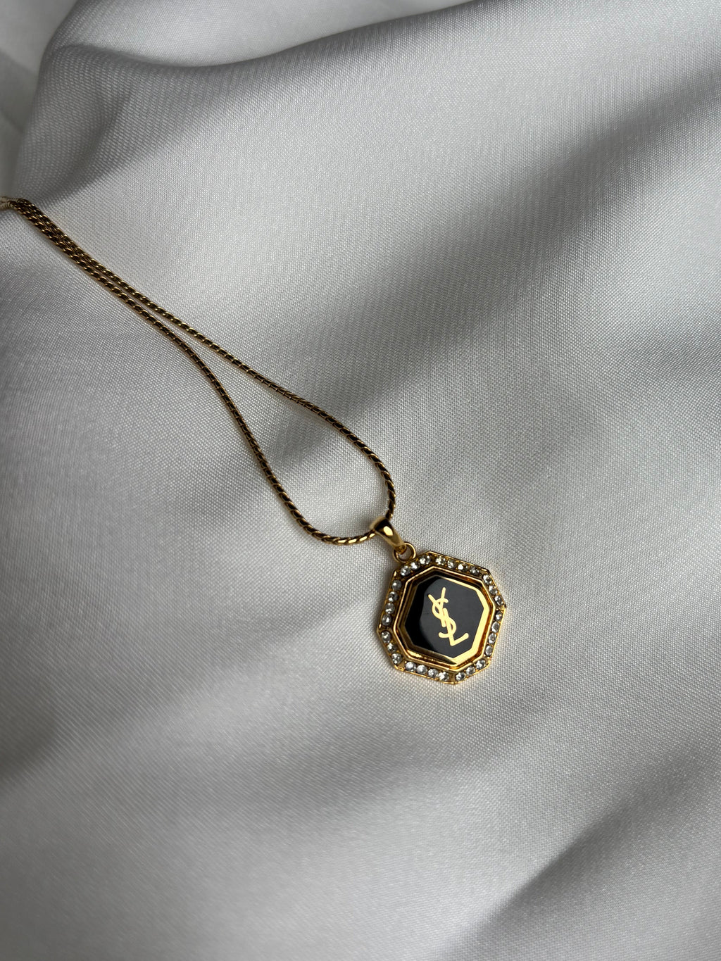 Saint Laurent Rhinestone Necklace Gold