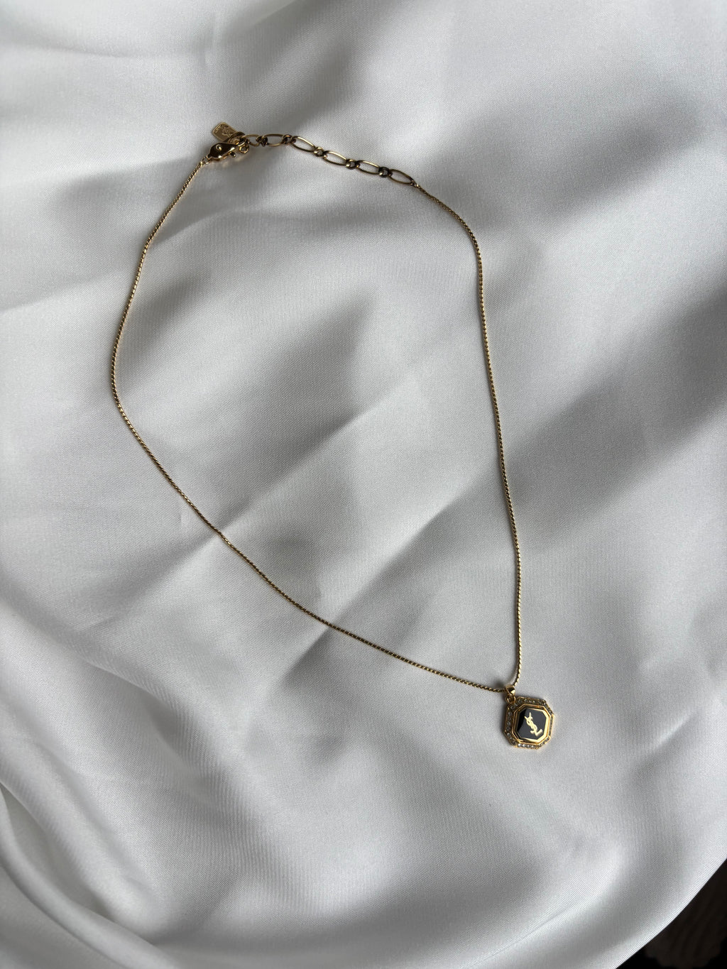 Saint Laurent Rhinestone Necklace Gold