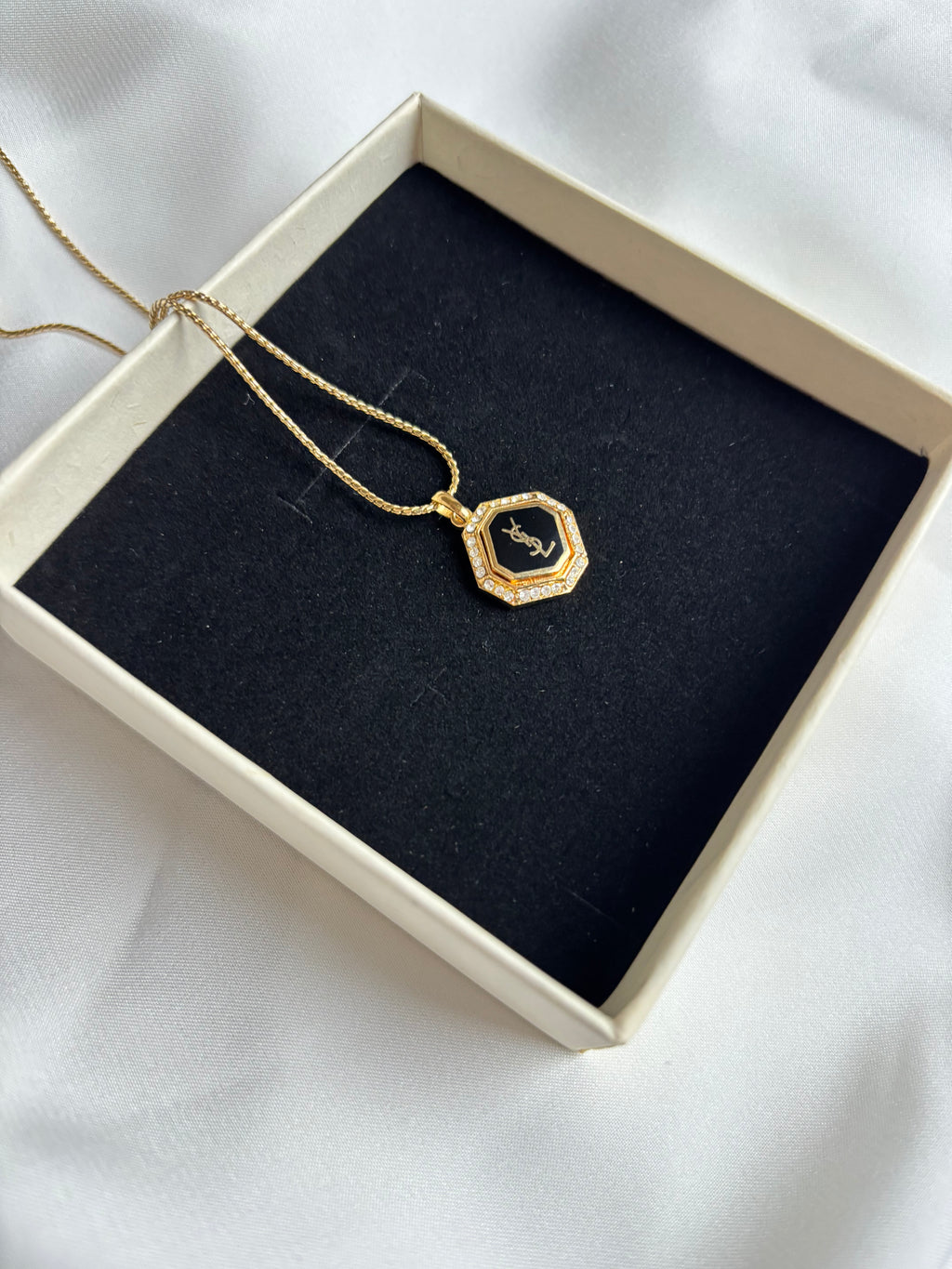 Saint Laurent Rhinestone Necklace Gold