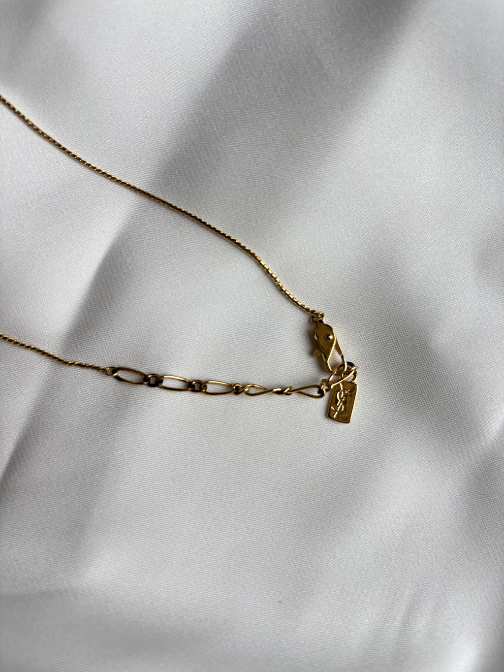 Saint Laurent Rhinestone Necklace Gold