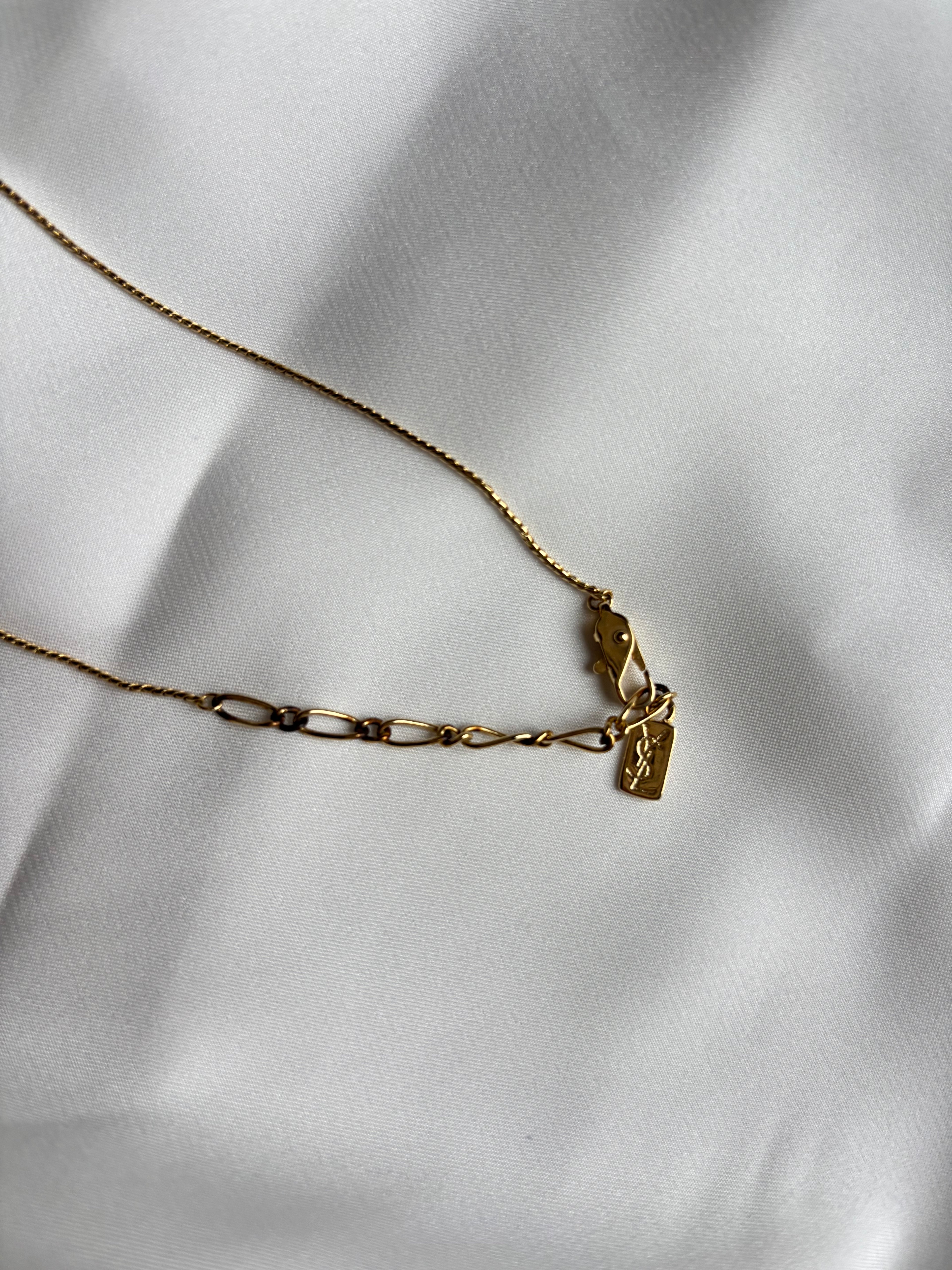 Saint Laurent Rhinestone Necklace Gold