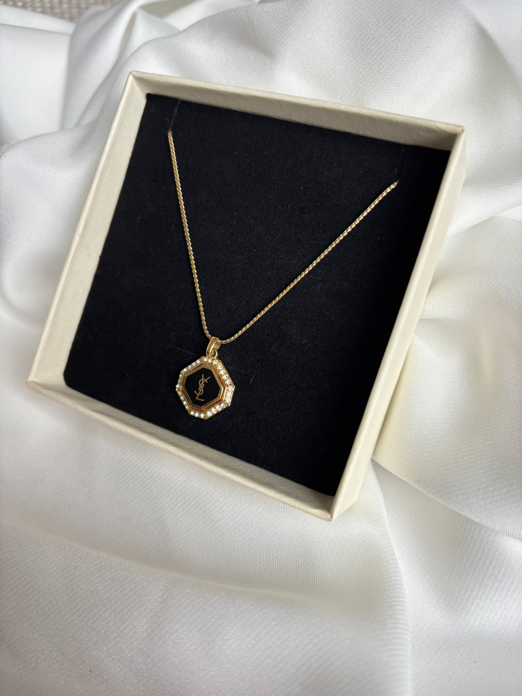 Saint Laurent Rhinestone Necklace Gold