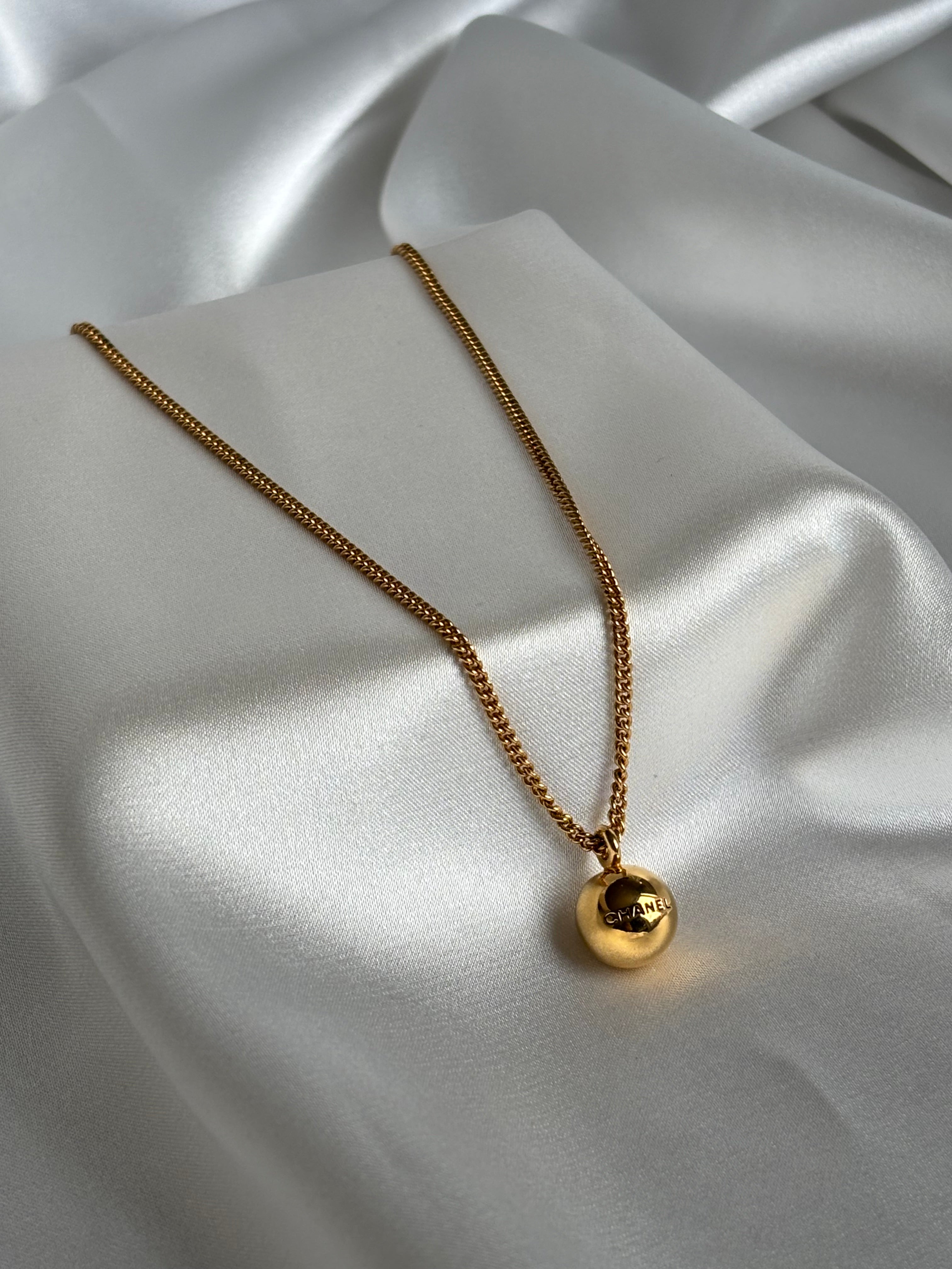 Chanel Gold Ball Pendant Necklace
