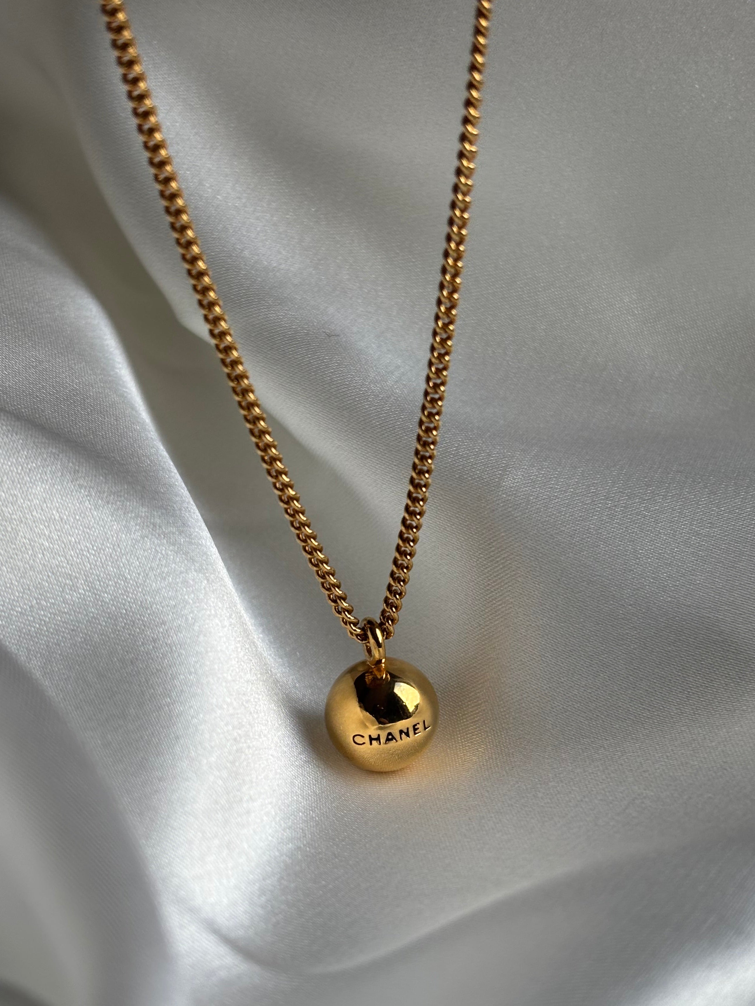 Chanel Gold Ball Pendant Necklace