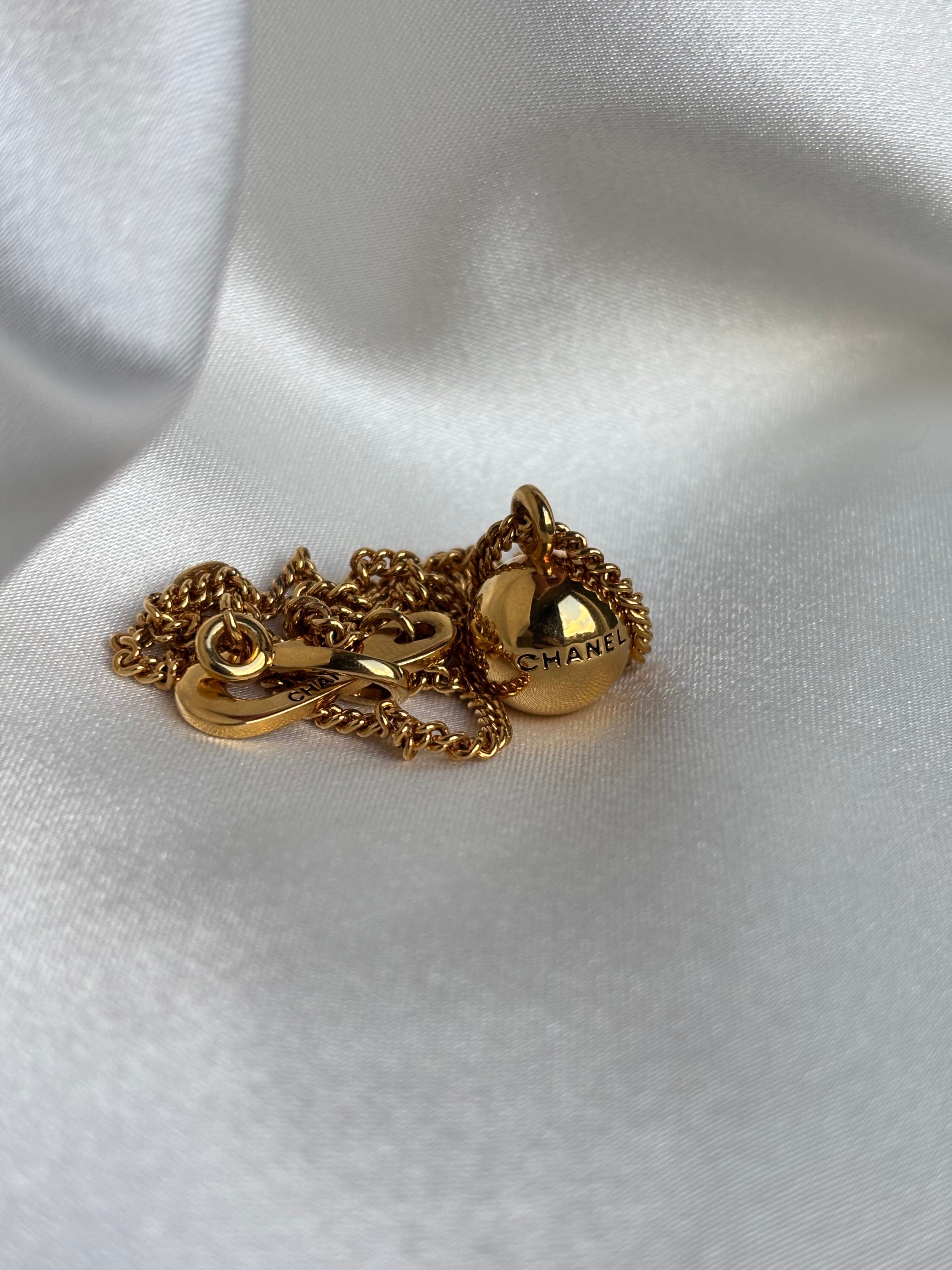 Chanel Gold Ball Pendant Necklace