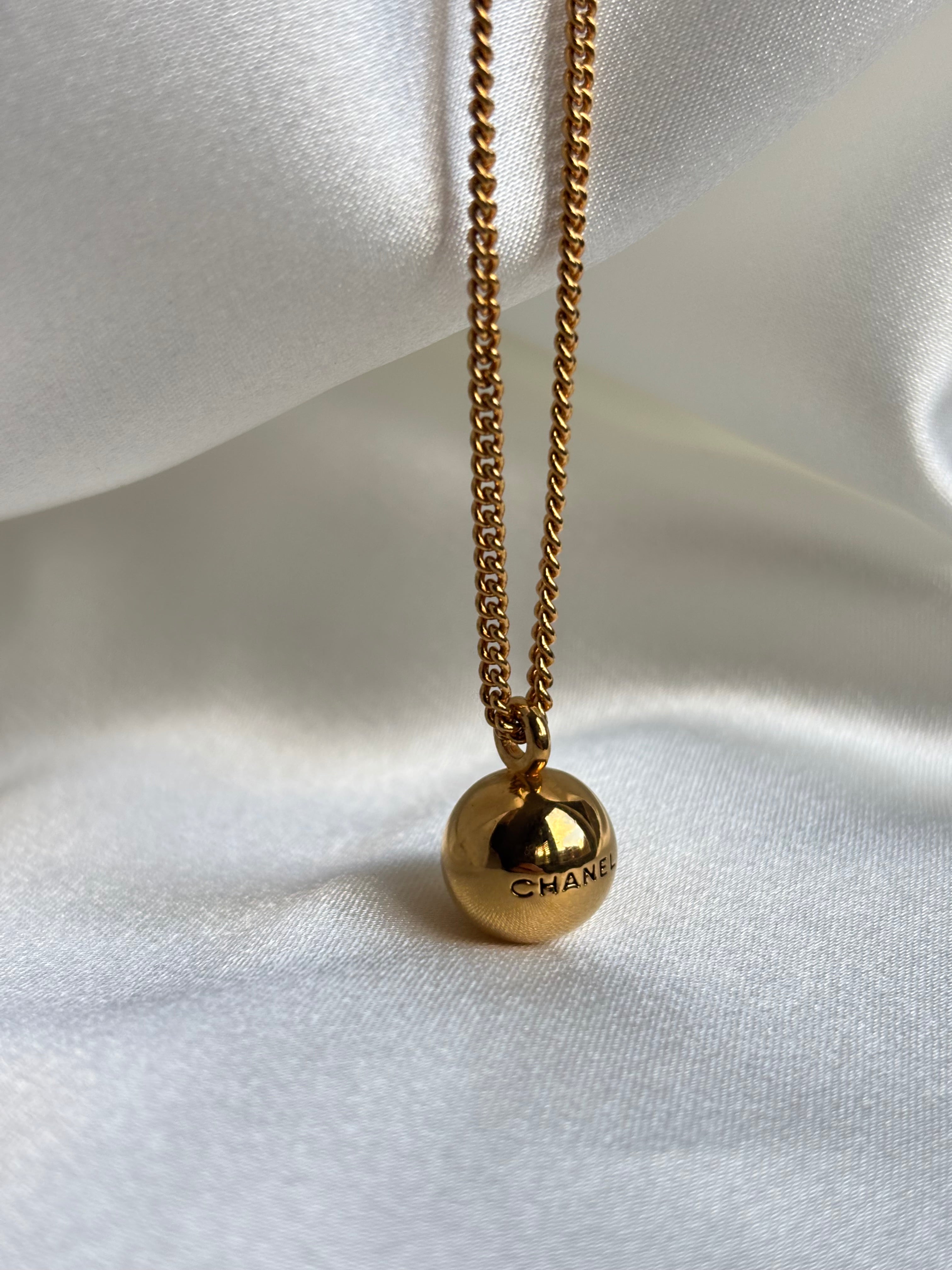 Chanel Gold Ball Pendant Necklace