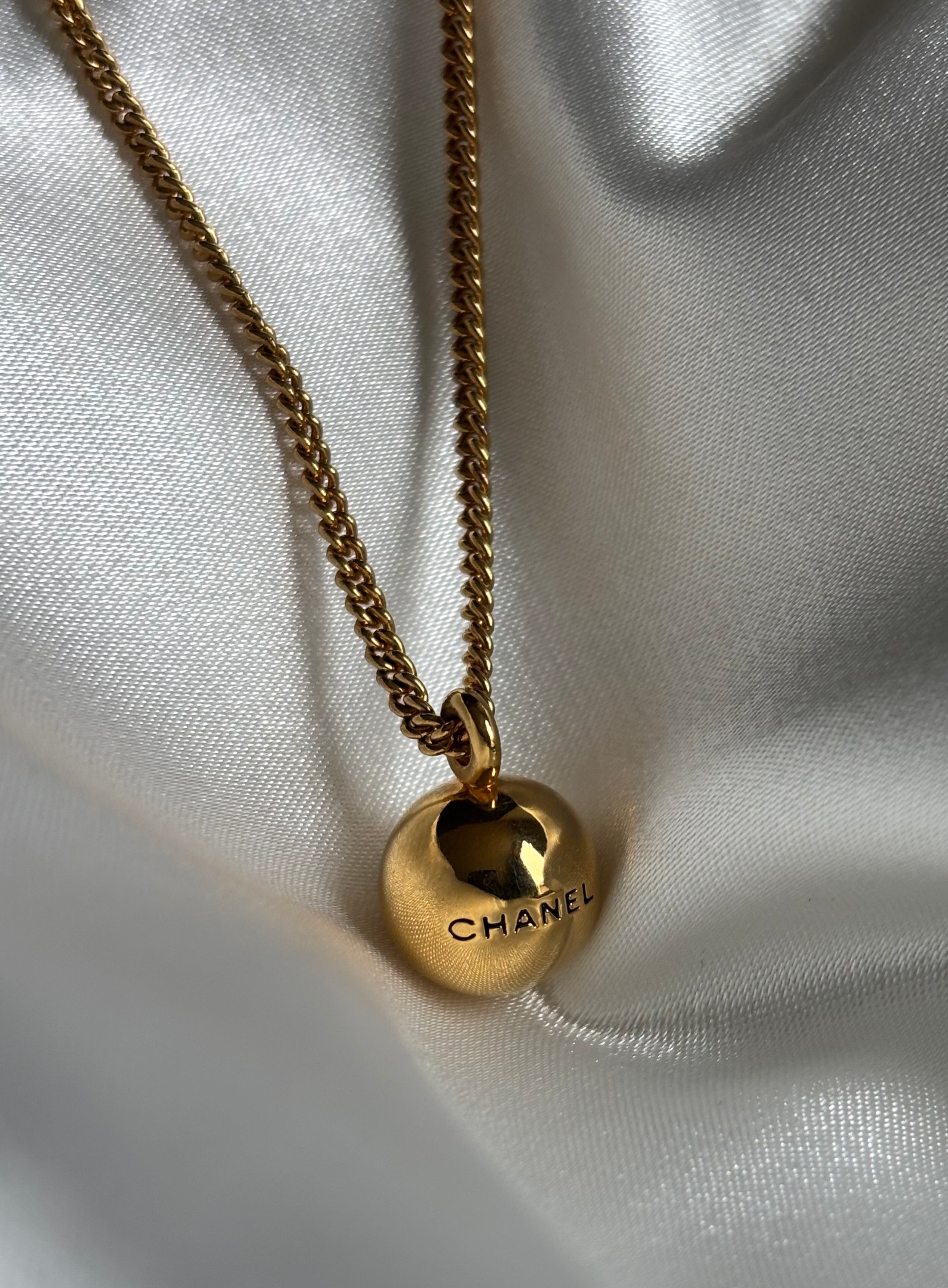 Chanel Gold Ball Pendant Necklace