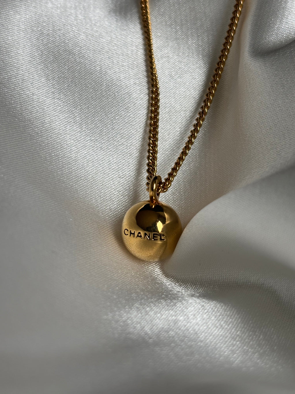 Chanel Gold Ball Pendant Necklace