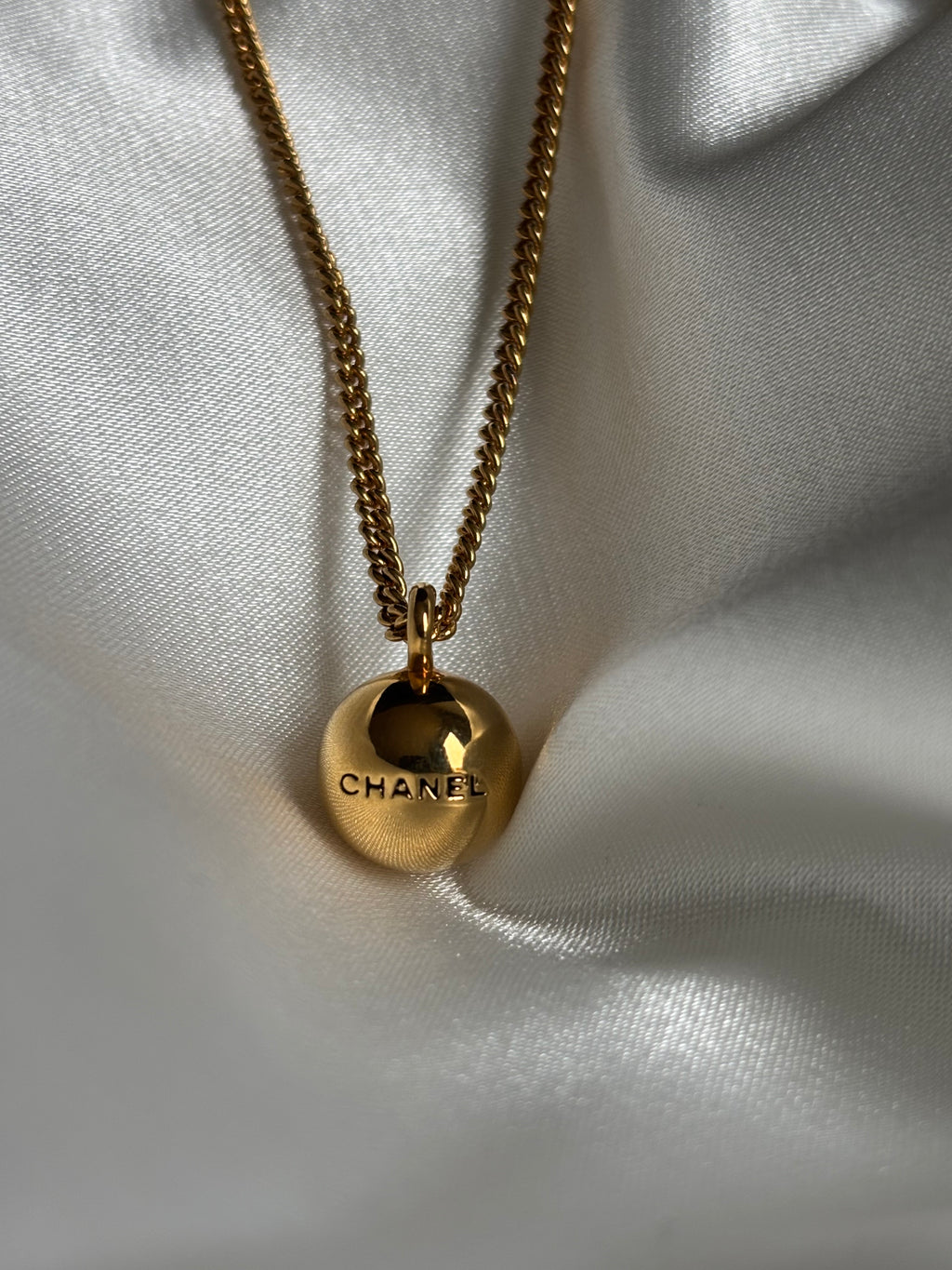Chanel Gold Ball Pendant Necklace