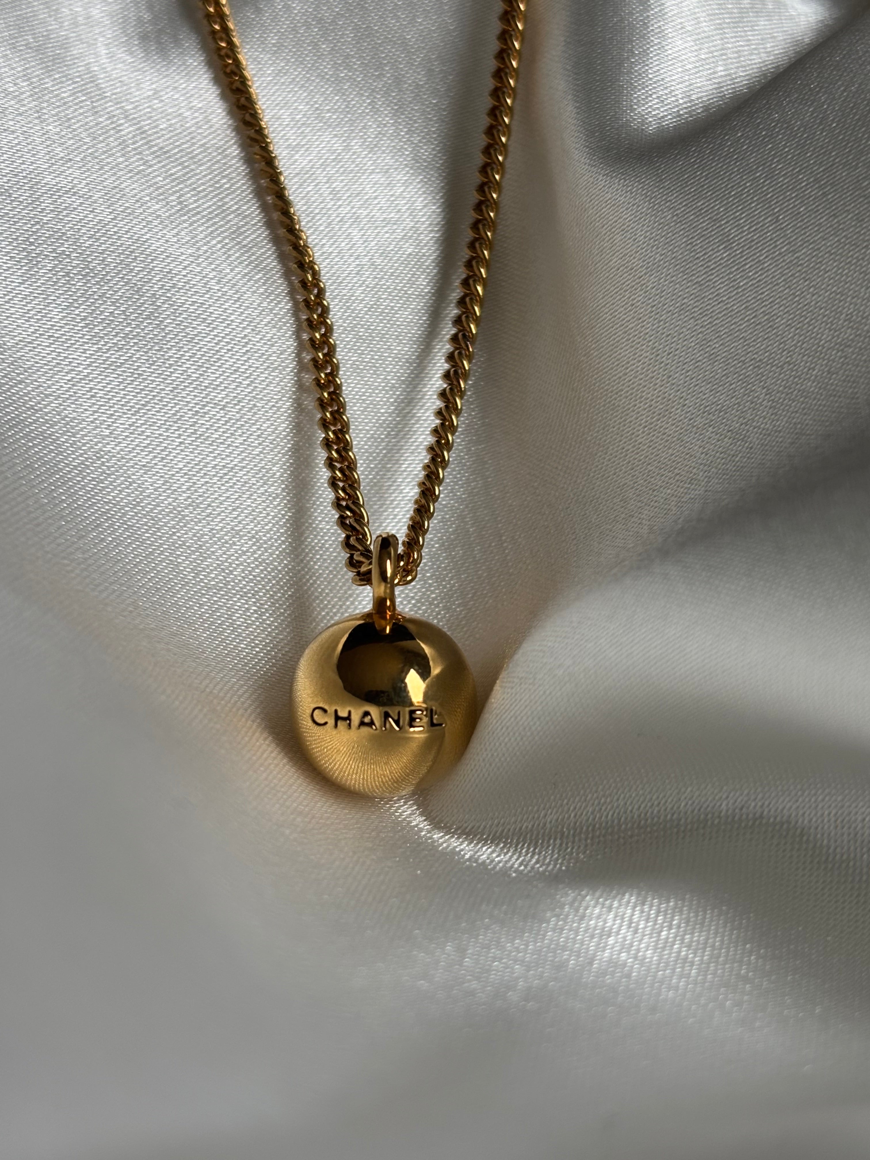 Chanel Gold Ball Pendant Necklace