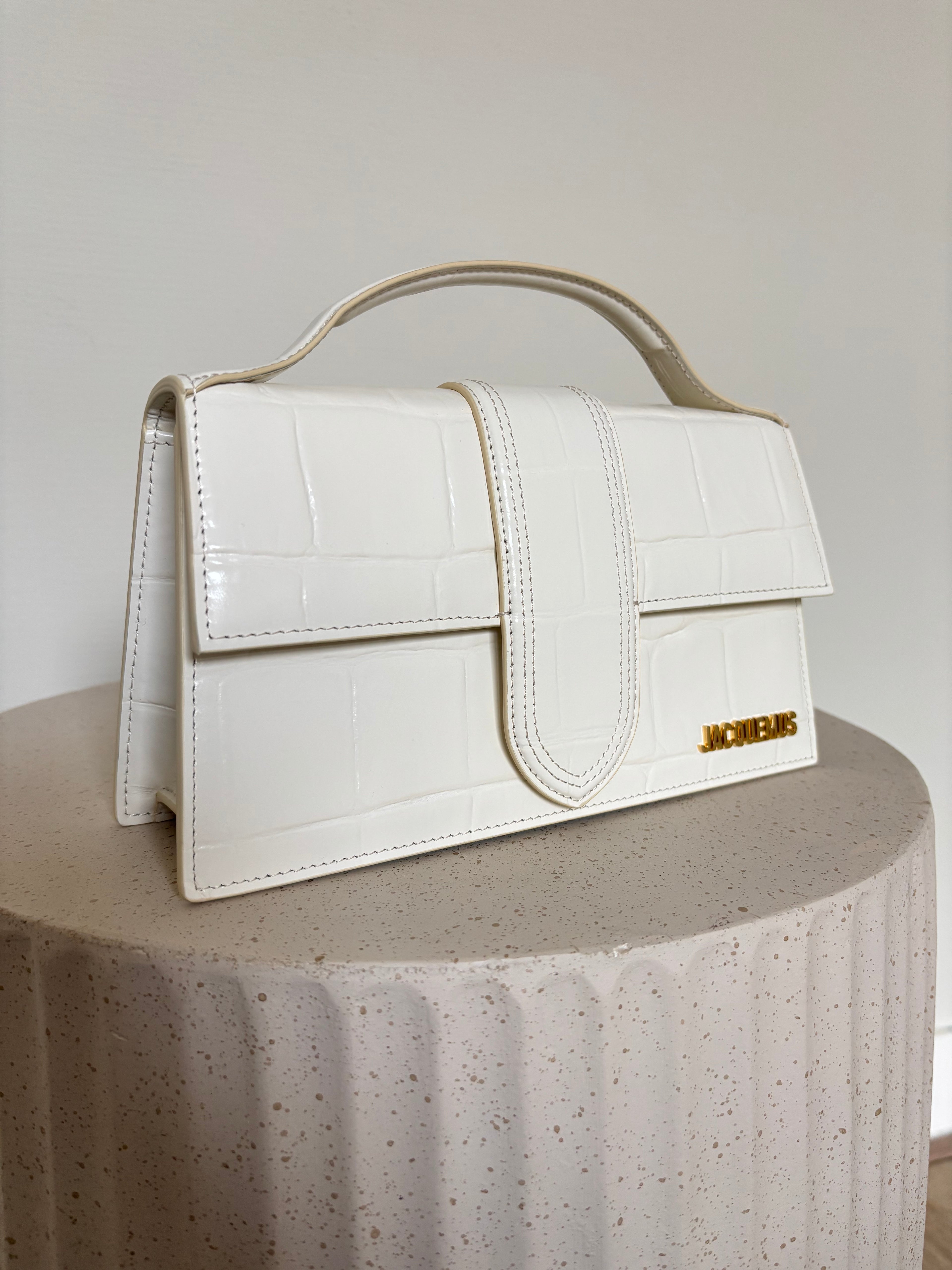 Jacquemus Le Grand Bambino White Ivory Crocodile