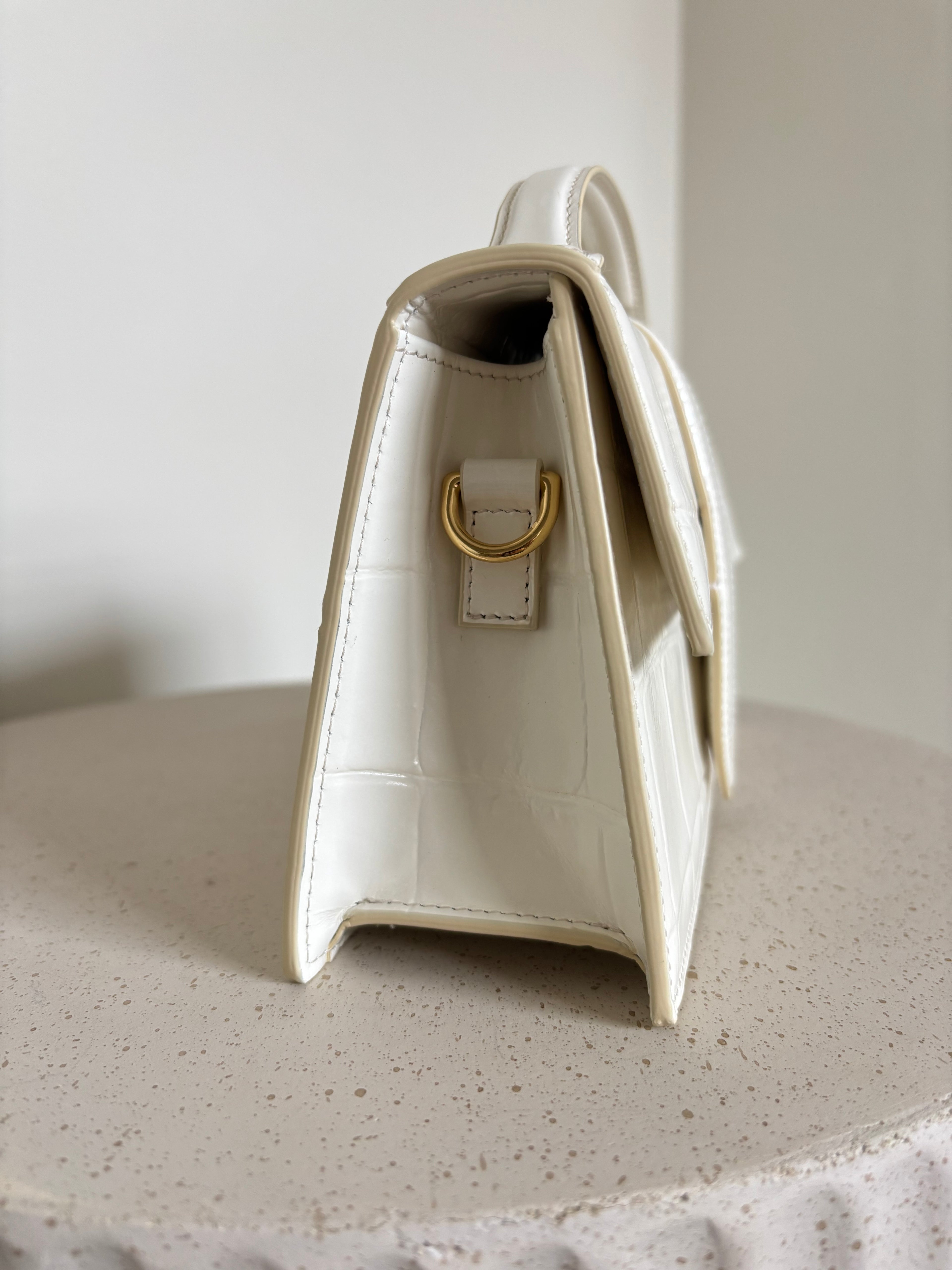 Jacquemus Le Grand Bambino White Ivory Crocodile