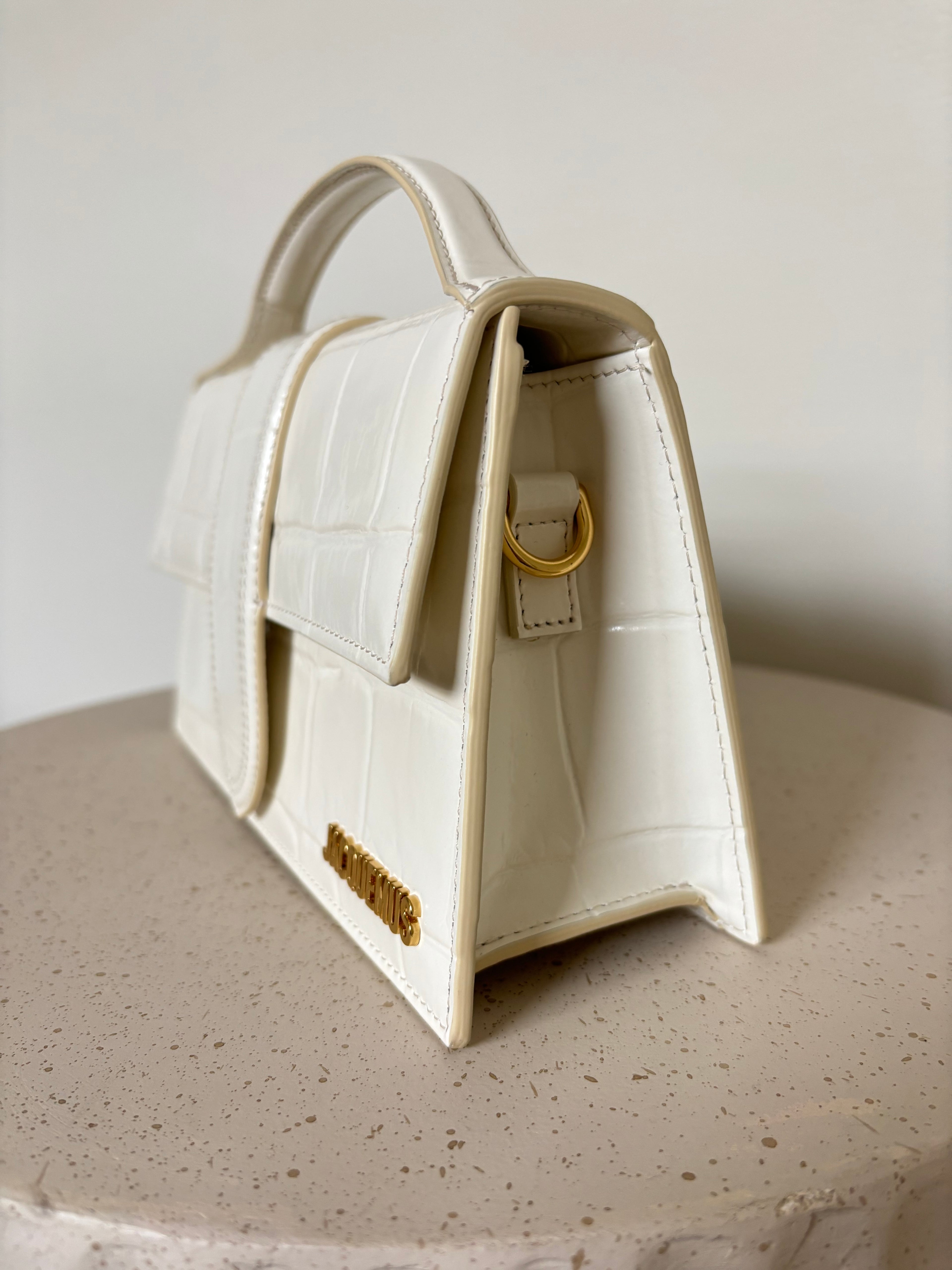 Jacquemus Le Grand Bambino White Ivory Crocodile