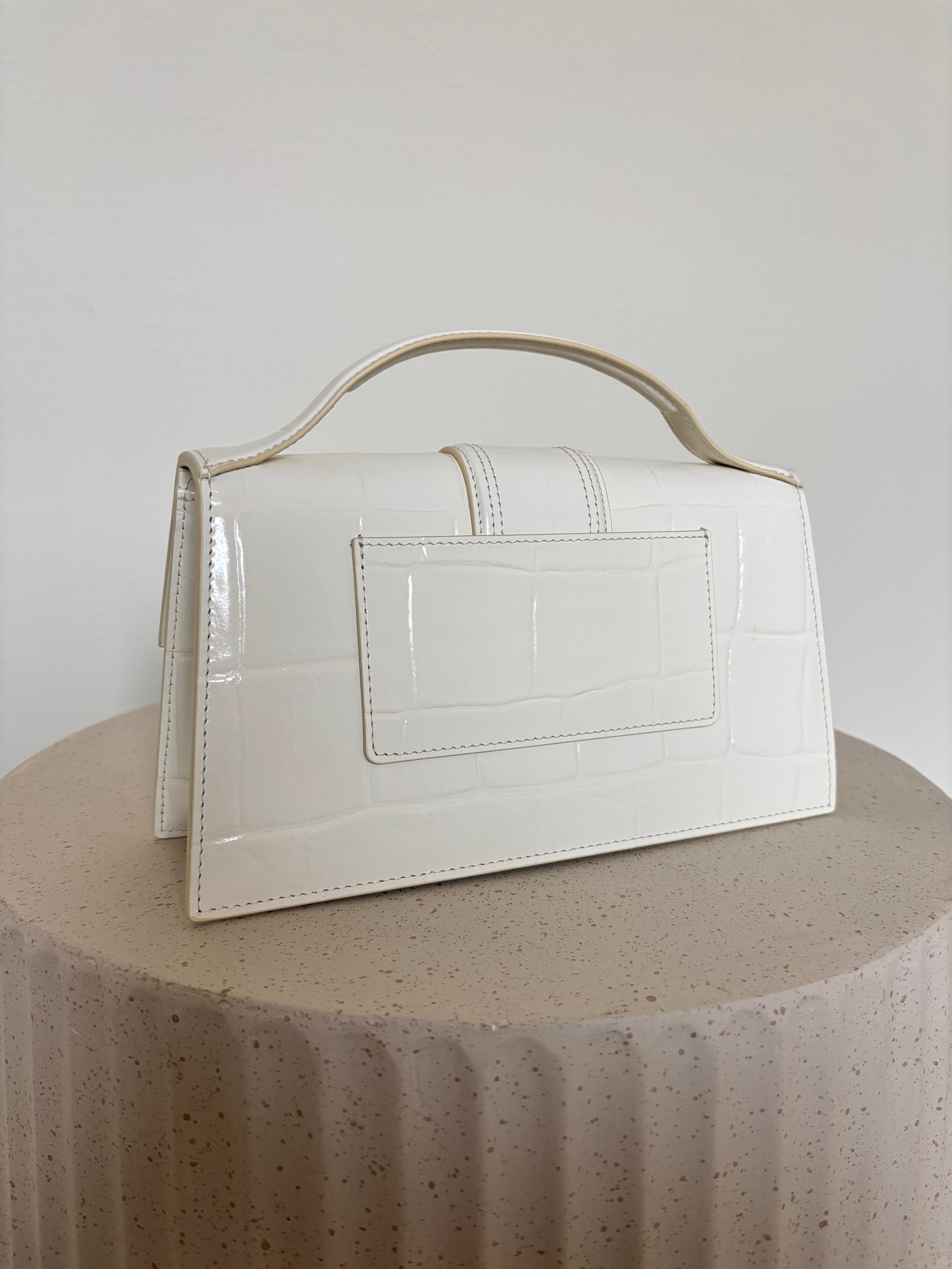 Jacquemus Le Grand Bambino White Ivory Crocodile