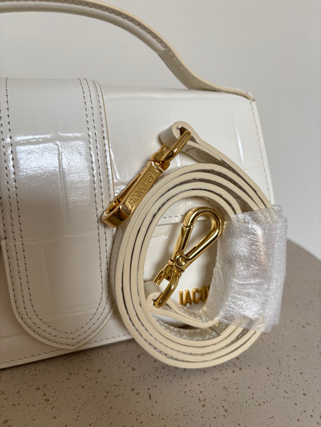 Jacquemus Le Grand Bambino White Ivory Crocodile