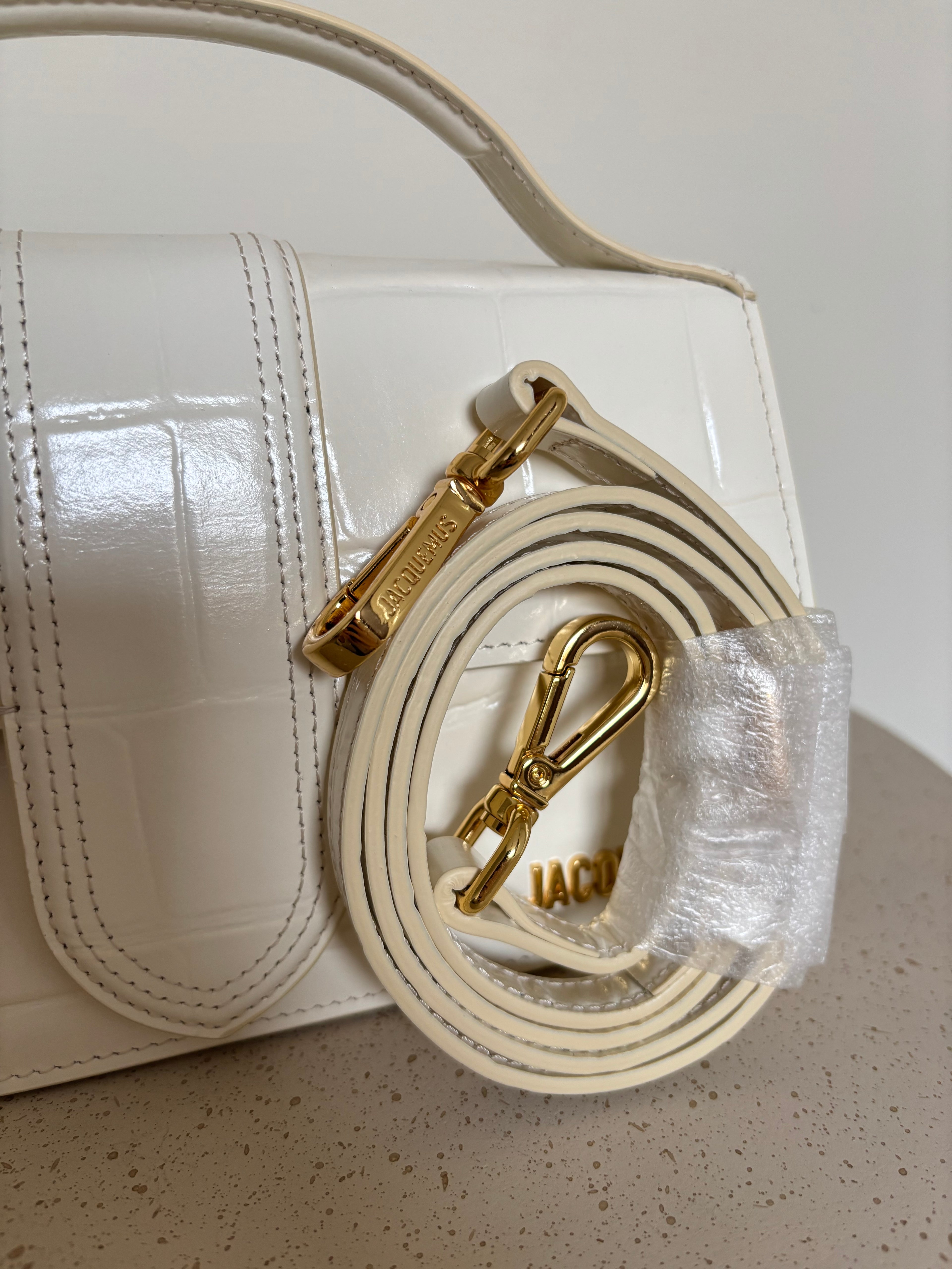 Jacquemus Le Grand Bambino White Ivory Crocodile