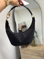 Gucci Lock Monogram Canvas Hobo Shoulder Bag