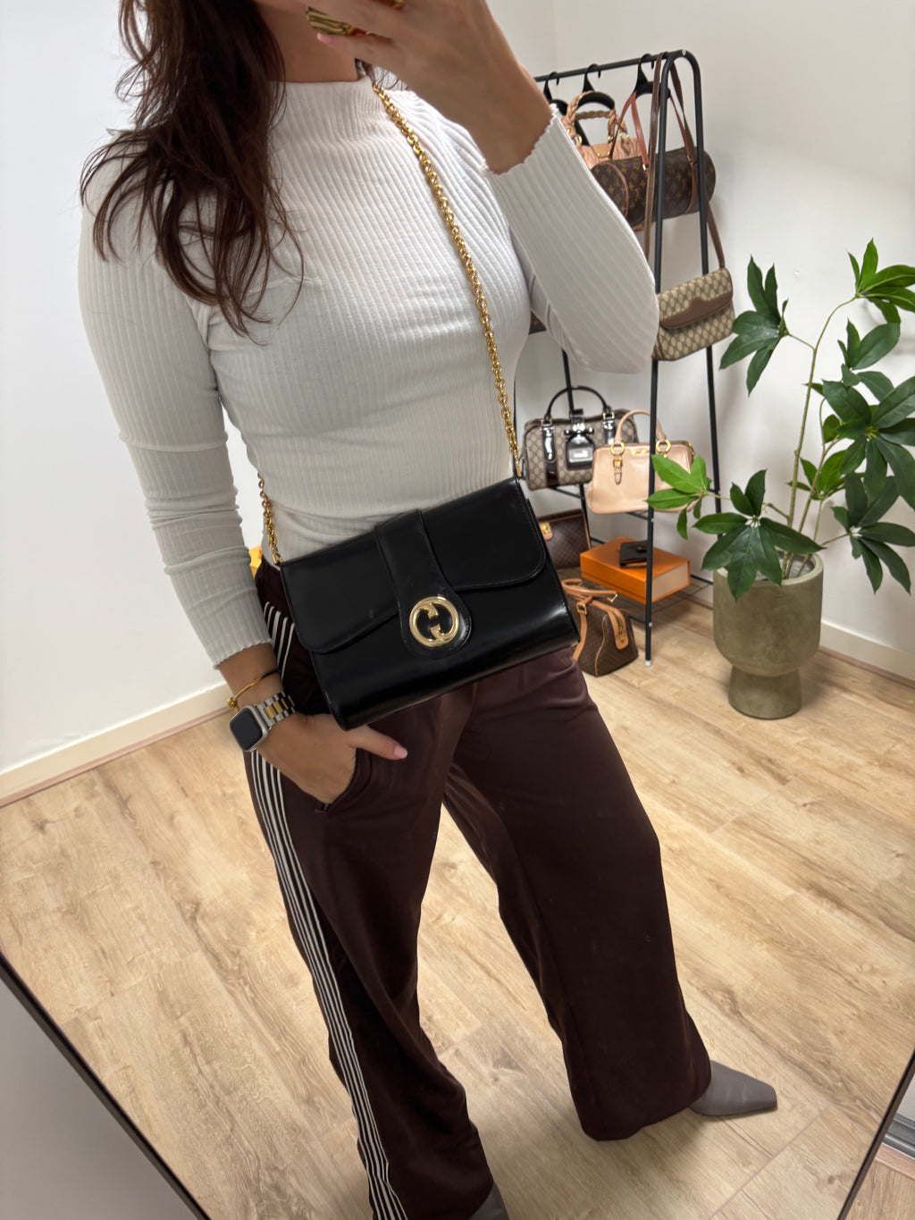 Gucci Black Leather Shoulder Bag