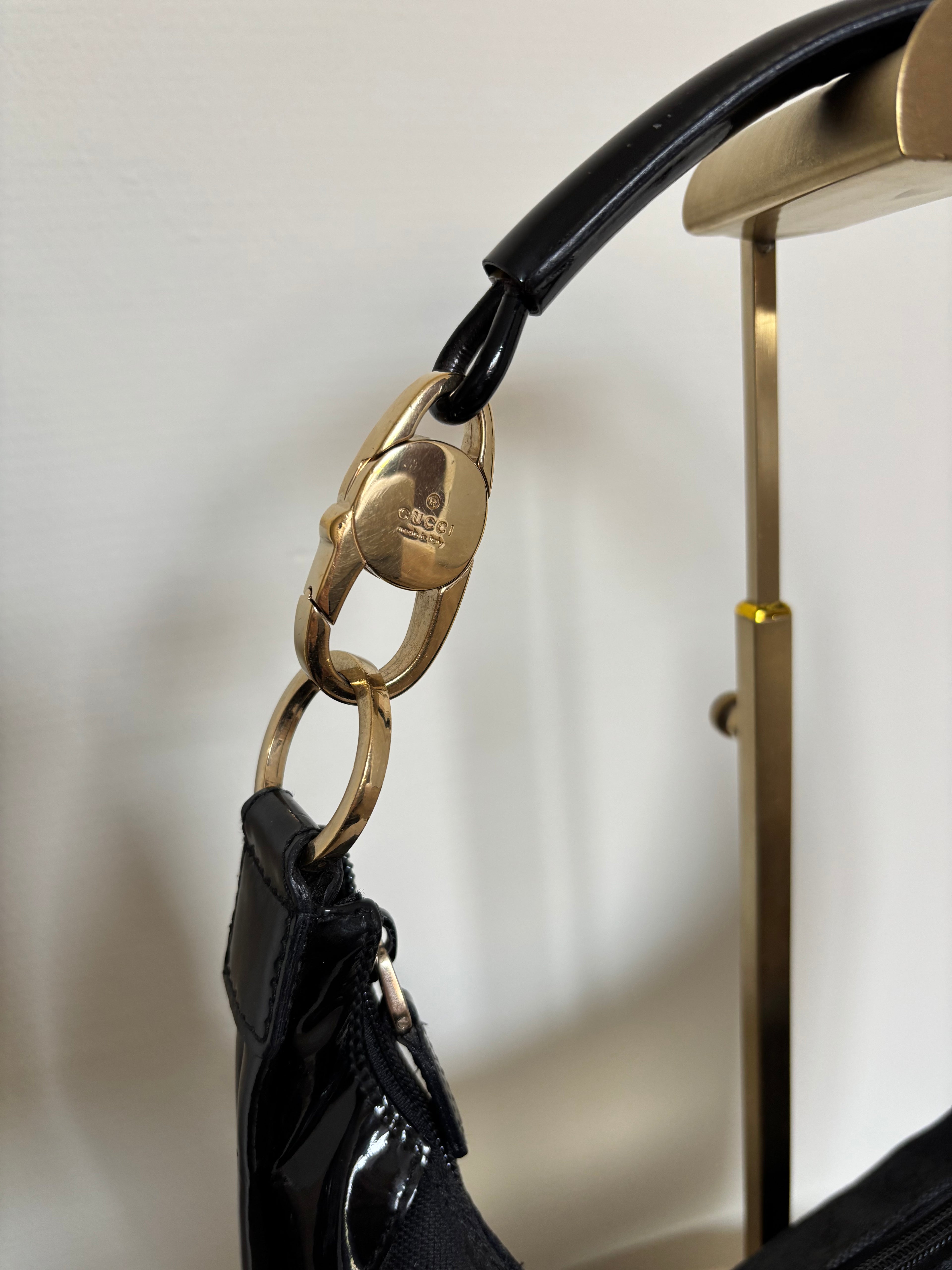Gucci Lock Monogram Canvas Hobo Shoulder Bag