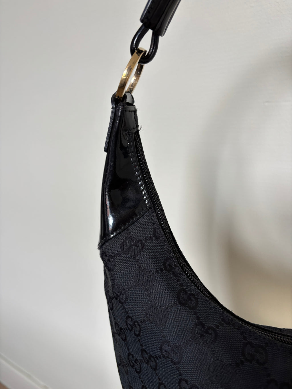 Gucci Lock Monogram Canvas Hobo Shoulder Bag